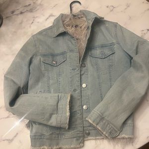 Generation Love Light denim jacket w/ fur lining sz S